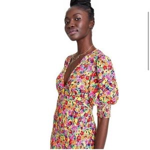Rixo Floral Puffy Sleeve Maxi Dress